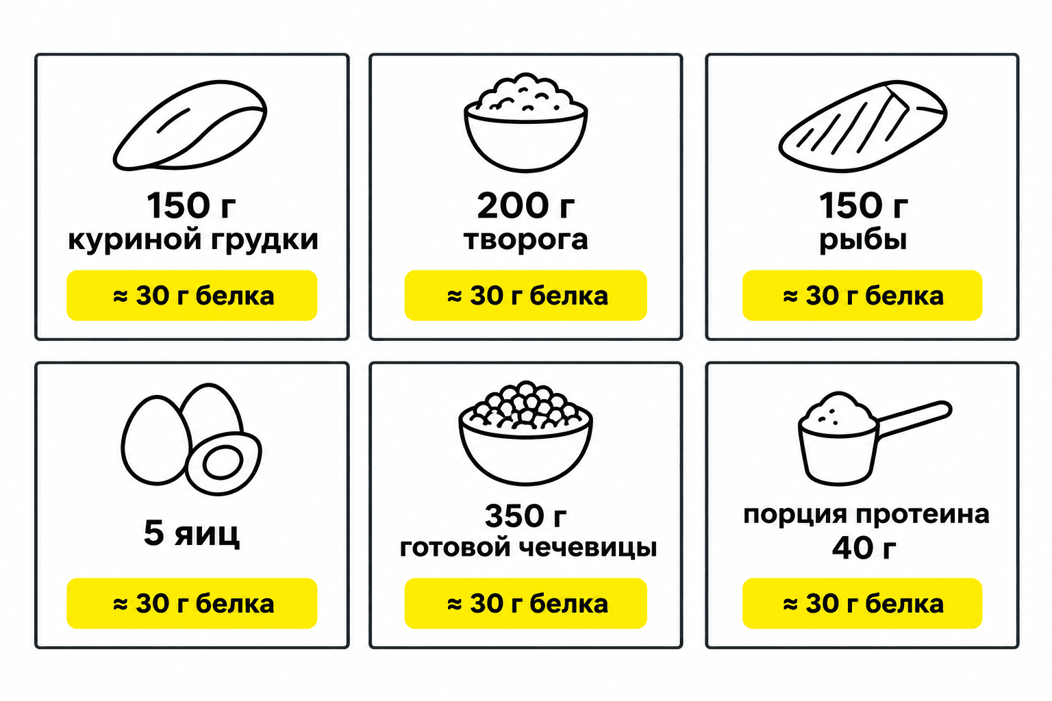 Инфографика: сколько белка содержится в типичных порциях продуктов